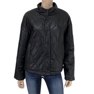 Marc New York Jacket Women XS Black Long Sleeve Faux Leather Coat NWT